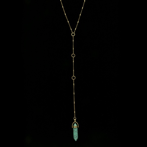 Elephant Feather Crescent Long-Necklace Gold NWT - Picture 5 of 5